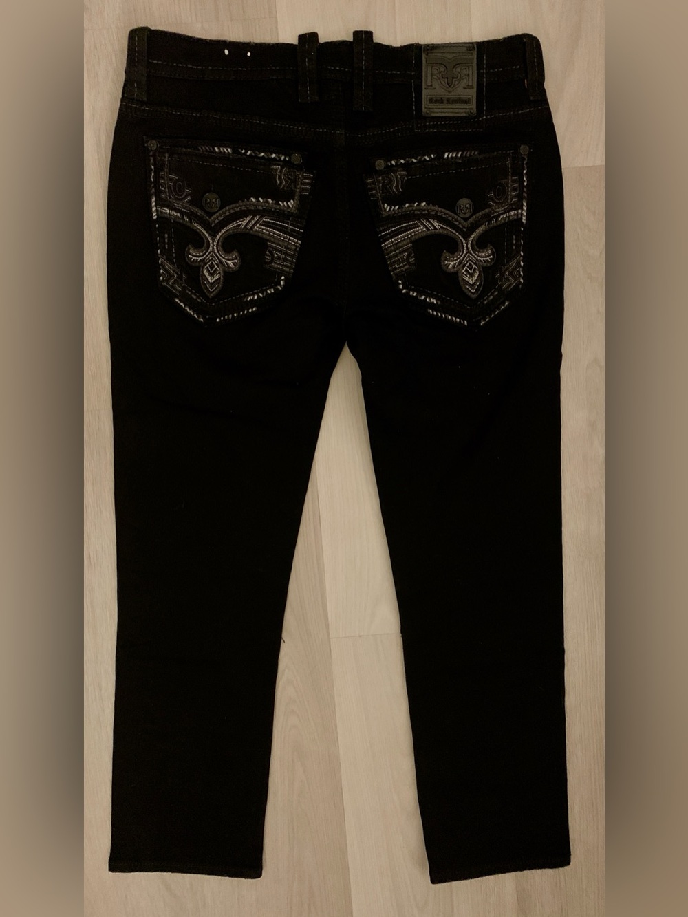 Rock Revival Canton Straight Black Jeans with Embroidered Back Pockets